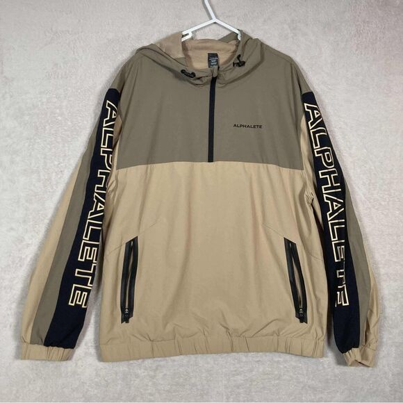 Alphalete EXP Infinity Tech Windbreaker Quarter Zip Jacket Size L Desert Safari - Picture 2 of 7